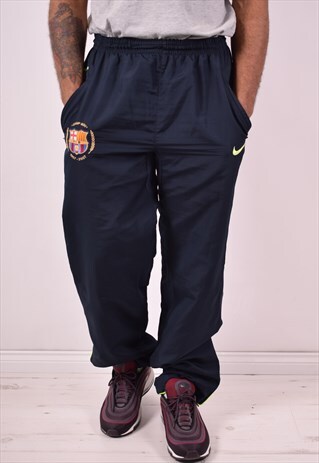 NIKE MENS VINTAGE TRACKSUIT TROUSERS W30 L31 NAVY BLUE 90S