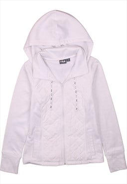 Fila 90's Plain Full Zip Up Hoodie XSmall White