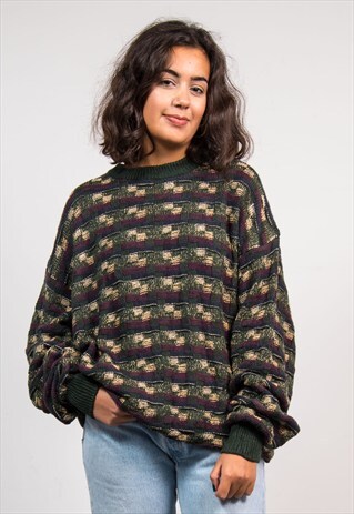 VINTAGE 90'S GRANDAD KNIT GRUNGE OVERSIZE JUMPER