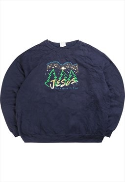 Vintage 90's Lee Sweatshirt Jesus Crewneck Navy