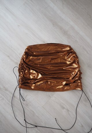 COPPER METALLIC RUCHED SKIRT