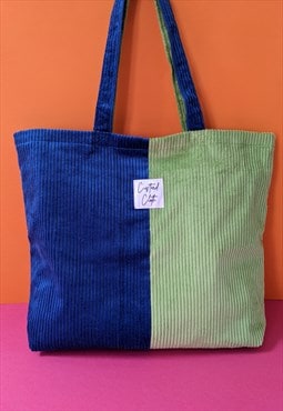 Blue & Green Cord Weekend Tote Bag