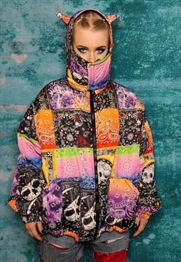 Bandanna bomber handmade jacket detachable paisley puffer