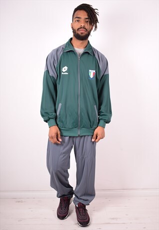 LOTTO MENS VINTAGE FULL TRACKSUIT LARGE GREEN 90S