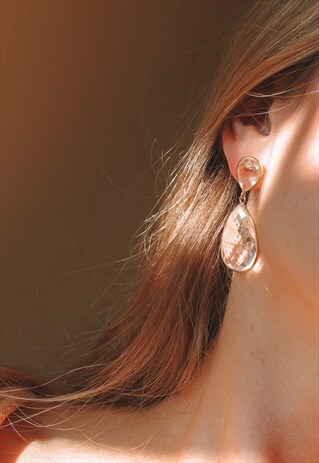 CRYSTAL QUARTZ BRIOLLETE STATEMENT EARRINGS