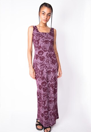 VINTAGE 90S Y2K ROSES MAXI DRESS ID:2159