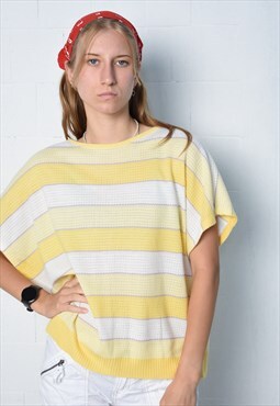 Vintage 80s striped colour block knitted blouse shirt top