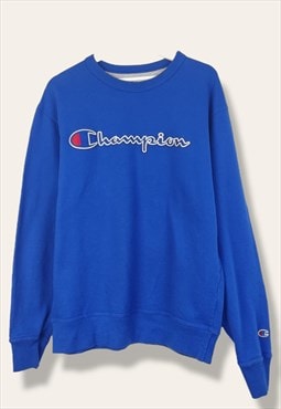 Vintage Champion Sweatshirt Embroided in Blue M