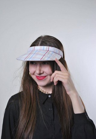 90S VINTAGE TENNIS WHITE PAID SUN CAP