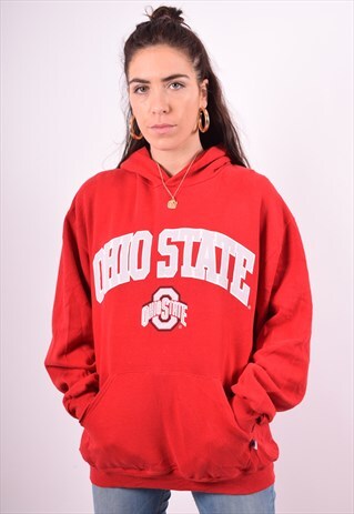 RUSSELL ATHLETIC WOMENS VINTAGE HOODIE JUMPER LARGE RED 90'S