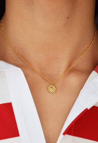 GOLD SHORT NECKLACE WITH SMILE FACE CHARM HANDMADE