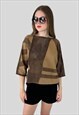 80'S VINTAGE BATWING BROWN SUEDETTE COTTON CROP TOP