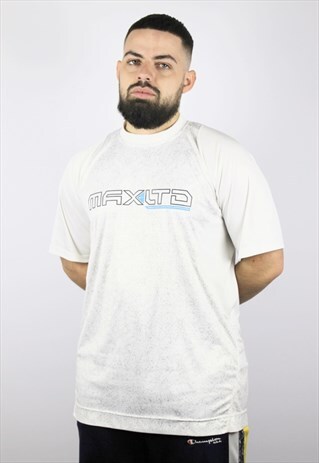 VINTAGE MENS NIKE MAX LTD T-SHIRT BIG LOGO WHITE SIZE L