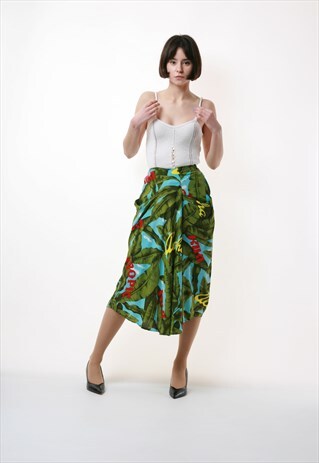 90S VINTAGE EMPORIO ARMANI TROPIC MIDI SKIRT 1565