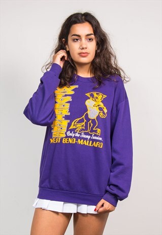 90'S VINTAGE PURPLE COLLEGE STYLE SWEATSHIRT JUMPER