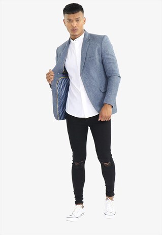 LIGHT BLUE WOOL BLAZER