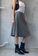 Vintage 90's Grey Classic A-Line Midi Skirt