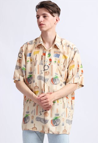 VINTAGE BURMA BIBAS ABSTRACT PRINT SHIRT