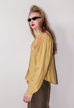 Vintage 80s stunning yellow blouse