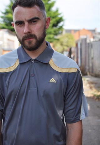 VINTAGE 90'S ADIDAS COLOUR BLOCK POLO COLLAR TEE