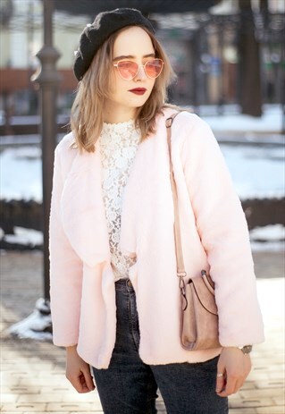 BABY PINK FAUX FUR FUZZY JACKET