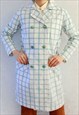 Vintage Light Blue Coat Check Pattern XS C122