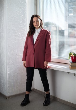 VINTAGE 80'S BURGUNDY RED BLAZER