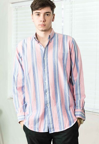VINTAGE CHAPS RALPH LAUREN REGATTA STRIPED SHIRT LOGO 90S 10