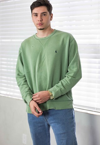VINTAGE POLO RALPH LAUREN SWEATSHIRT JUMPER LOGO 90S M 15.1