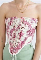 Reworked Parisien romantic print corset