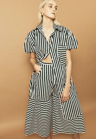 BLACK AND WHITE STRIPE WIDE LEG CULOTTES