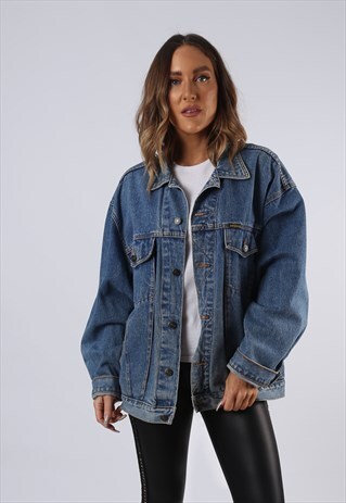 VINTAGE DENIM JACKET OVERSIZED FITTED UK 16-18 XL (C3O)