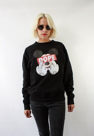 VINTAGE 90' OLDSCHOOL UNISEX BLACK MICKEY MOUSE SWEATSHIRT