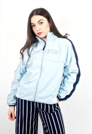 90'S RETRO BABY BLUE SPELL-OUT TRACK JACKET