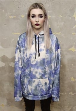 Tie-dye hoodie gradient pullover in pastel blue