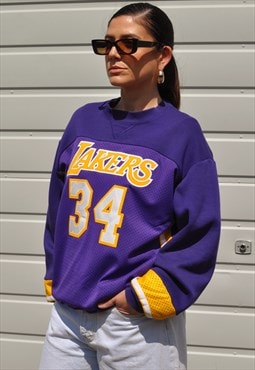 Vintage Y2K reworked LA Lakers basketball jersey sweatshirt