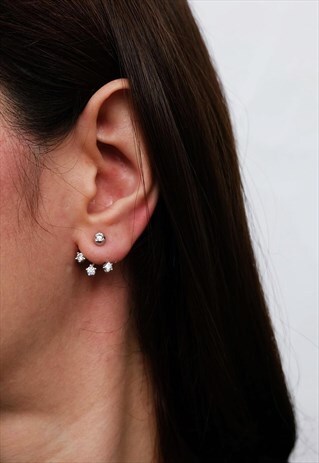 TWO WAY CZ STERLING SILVER EARRING