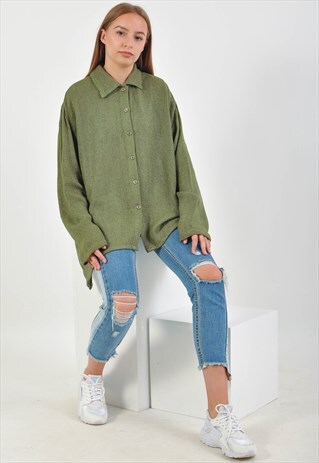 VINTAGE 90S OVERSIZED SHIRT IN GREEN