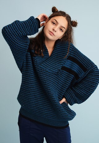 80'S RETRO CHUNKY JAZZY OVERSIZED SLOUCHY KNIT JUMPER