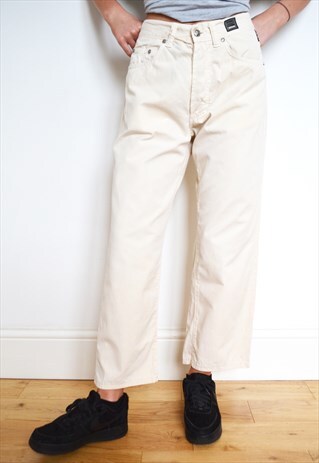VINTAGE 90'S VERSACE CREAM TROUSERS MOM JEANS