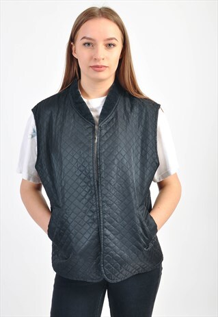 VINTAGE 90'S BLACK QUILTED VEST