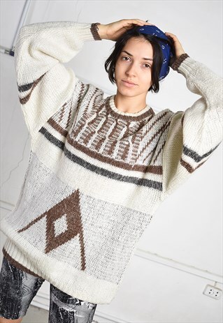 VINTAGE 80S RETRO OVERSIZED SLOUCHY KNIT JUMPER