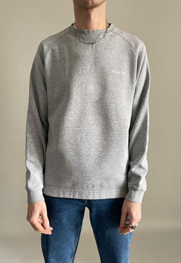 Vintage unisex embroidered crewneck sweatshirt in grey
