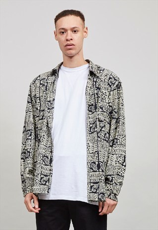 VINTAGE 90'S SILK FEEL PATTERNED SHIRT
