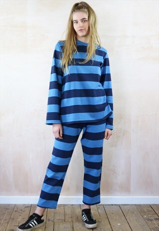BLUE ON BLUE STRIPED CROP PEG PANTS & JUMPER CO-ORDINATE
