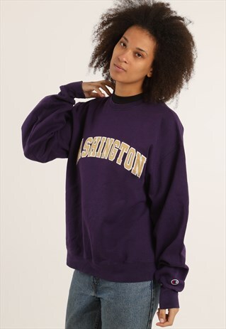 VINTAGE CHAMPION EMBROIDERED COLLEGE SWEATSHIRT