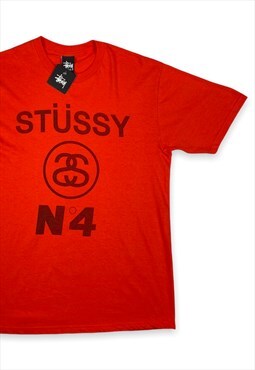 Stussy 2000s No. 4 Orange NWT T-shirt (M)
