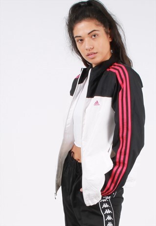 VINTAGE ADIDAS LIGHTWEIGHT THREE STRIPE WINDBREAKER JACKET