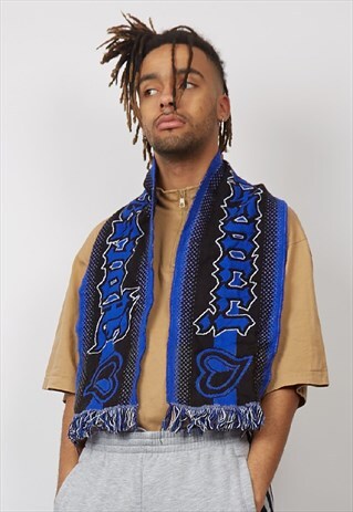 VINTAGE BLUE/BLACK GRAFFITI FORZA NERAZZURRI FOOTBALL SCARF.