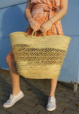  Large Straw Open Weave Tote Beach Bag